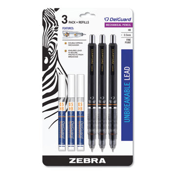 Zebra® Delguard Mechanical Pencil, 0.5 Mm, Hb (#2.5), Black Lead, Black Barrel, 3-pack freeshipping - TVN Wholesale